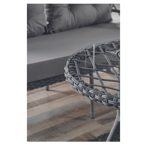 Evdemo Rio 2+1+1+Camlı Masa Rattan Gri Bahçe & Balkon Takımı - Görsel 8