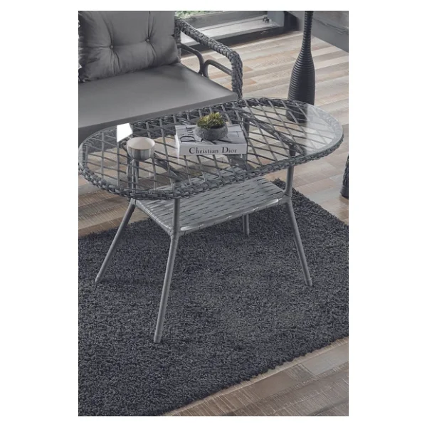 Evdemo Rio 2+1+1+Camlı Masa Rattan Gri Bahçe & Balkon Takımı - Görsel 6