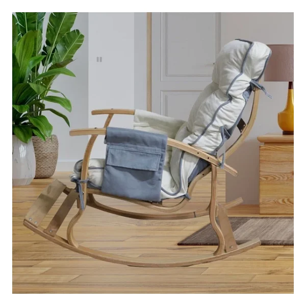 Reyo Home Asos Lüks Çift Minderli Sallanan Sandalye TV Koltuğu Yeşil/Krem - Görsel 5