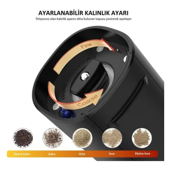 Bright Elegance Be-2220 2'li Standlı Pilli Tuz Ve Karabiber Öğütücü - Görsel 6