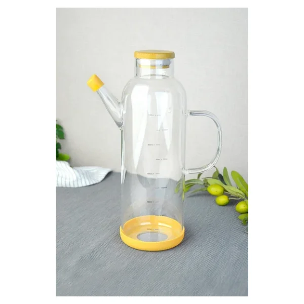 Paçi Alisa Bambu Kapaklı Silindir Borosilikat Yağlık - 1000 Ml - Görsel 3