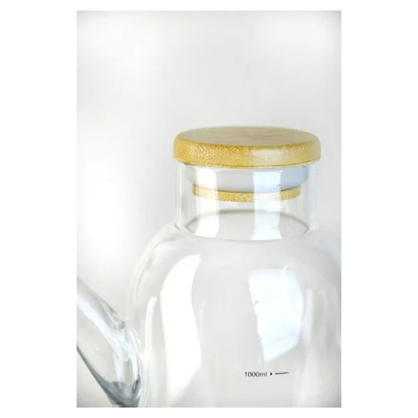 Paçi Alisa Bambu Kapaklı Silindir Borosilikat Yağlık - 1000 Ml - Görsel 4