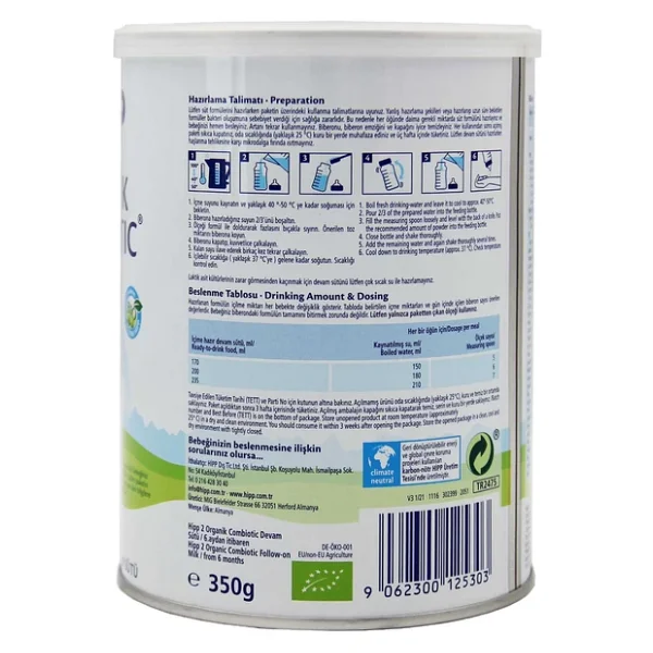 Hipp Organik Combiotic 2 Devam Sütü 350 Gr 6 Adet - Görsel 7