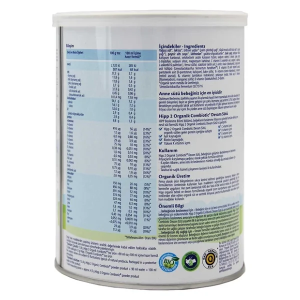 Hipp Organik Combiotic 2 Devam Sütü 350 Gr 6 Adet - Görsel 8