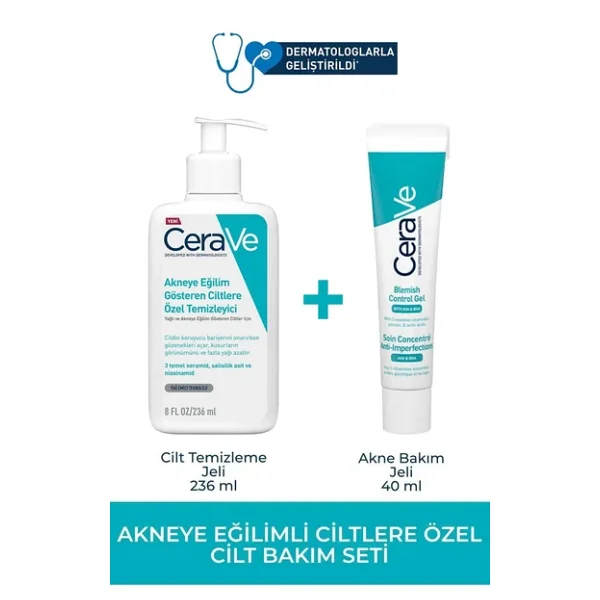 Cerave Yağlı Ve Akneye Eğilim Gösteren Ciltlere Özel Temizleyici Jel 236 Ml + Cerave Yüz Bakım Jeli 40 Ml - Görsel 4