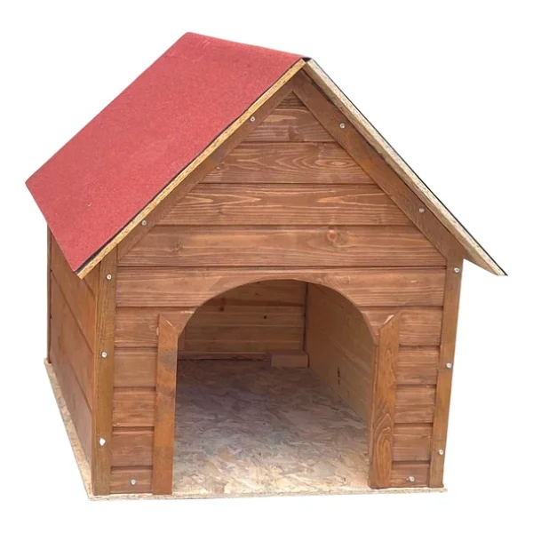 Reyo Pet Suya Soğuğa Dayanıklı Lüks Büyük Boy Ahşap Köpek Kulubesi Sokak Köpek Evi Kırmızı Çatılı 100x100x78 Cm Ceviz - Görsel 6