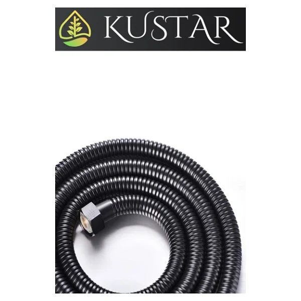 Kustar 3'lü Set Siyah 5 Fonksiyonlu Turbo Jet Pervaneli Duş Başlığı Örgülü Hortum Ve Askı - Görsel 4
