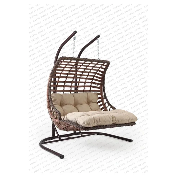 Capri Swing Bodrum Double Ciftli Rattan Bahce Salincagi Rehome - Görsel 5