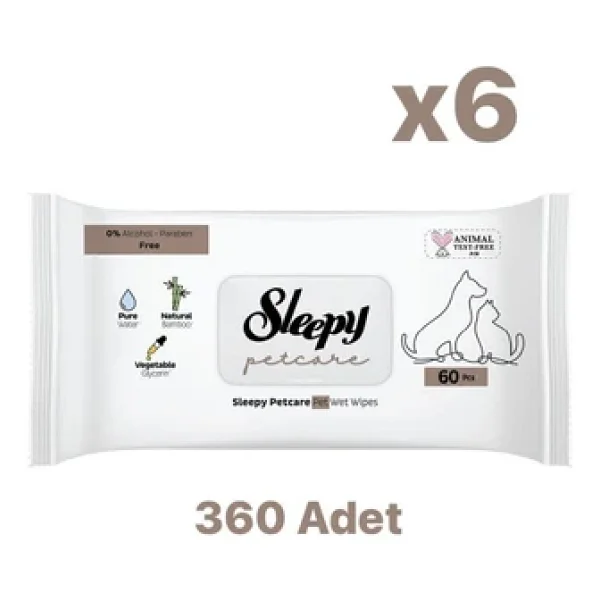Sleepy Petcare Evcil Hayvan Islak Havlusu 60 X 6 Adet (360 Yaprak) - Görsel 4