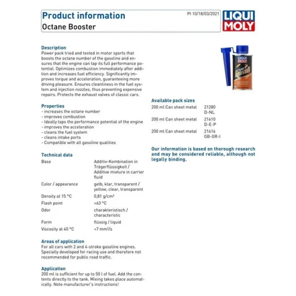 Liqui Moly 21280 200 Ml Benzin Oktan Arttırıcı - Görsel 4