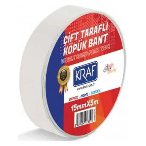 Kraf Çift Taraflı Köpük Bant 15mmx5m 5015g - Görsel 3