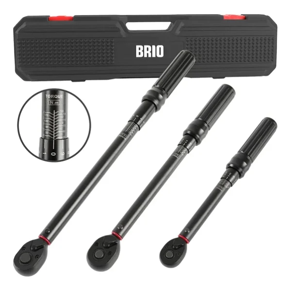 Brio Tork Anahtari 3 Ad 1/4" 5-25 Nm, 3/8" 10-60 Nm, 1/2" 20-200 Siyah - Görsel 5