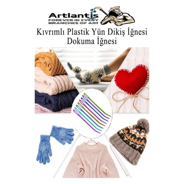 Kıvrımlı Plastik Yün İğnesi 12 Cm 10 Adet 1 Paket Plastik Dikiş Dokuma İğnesi Kavisli İplik İğne Goblen - Görsel 7