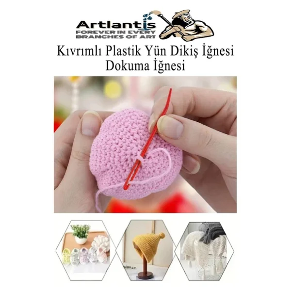Kıvrımlı Plastik Yün İğnesi 12 Cm 10 Adet 1 Paket Plastik Dikiş Dokuma İğnesi Kavisli İplik İğne Goblen - Görsel 8
