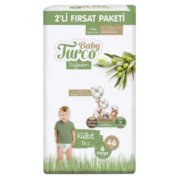 Baby Turco Doğadan 6 Numara Xlarge 46'lı Külot Bez - Görsel 5