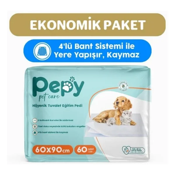 Pepy 60x90 Hijyenik Tuvalet Eğitim Pedi 30'lu 2 Paket 60 Adet - Görsel 3
