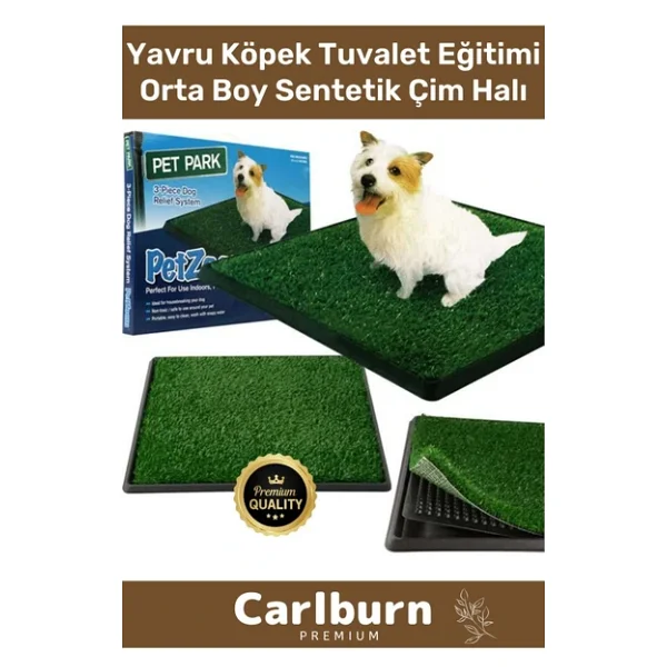 3 Tabakalı Kolay Temizlenir Evcil Hayvan Yavru Köpek Tuvalet Eğitimi Orta Boy Sentetik Çim Halı - Görsel 3