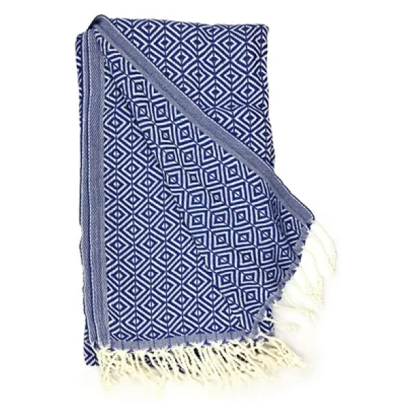 2'li Set Peştemal Plaj Havlusu,%100 Pamuk, XXL 100x180cm, Bodrum, Sarı Lacivert - Görsel 4