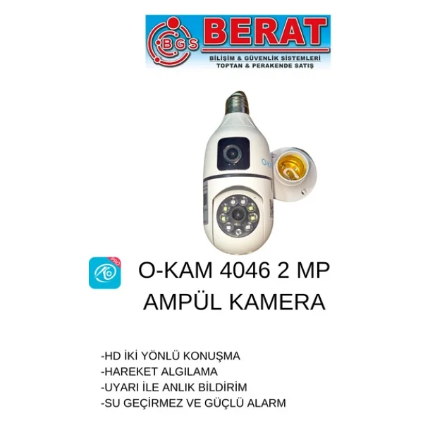 O-Kam 4046 Full HD 2 Mp Gece Görüşlü Ip Wi-Fi Güvenlik Kamerası - Görsel 5