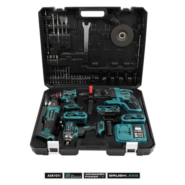 Assur Profesyonel 21v Akülü Kırıcı Delici Hilti & Taşlama & Matkap & Somun Sıkma Sökme 4'lü Set - Görsel 8