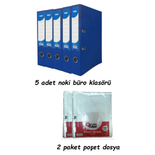 Noki Mavi Geniş Klasör Plastik 5 Adet Ve Poşet Dosya 2 Paket - Görsel 4