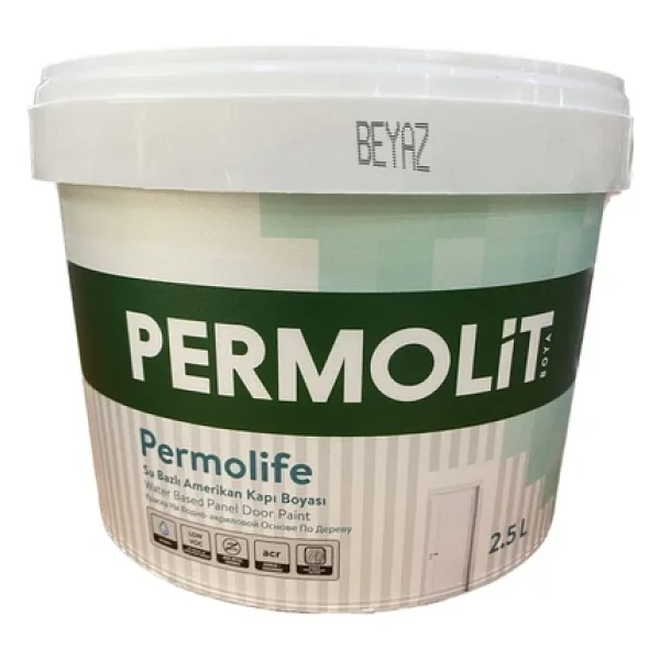 Permolit Permolife Su Bazlı Amerikan Panel Kapı Boyası Beyaz 2.5 Lt - Görsel 5