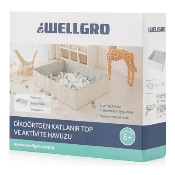 Wellgro Katlanır Dikdörtgen Ekru Top Havuzu - Görsel 7