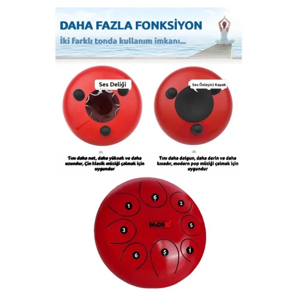 Midex Td-108 10 İnç 8 Ton Çelik Dil Handpan Set - Görsel 4