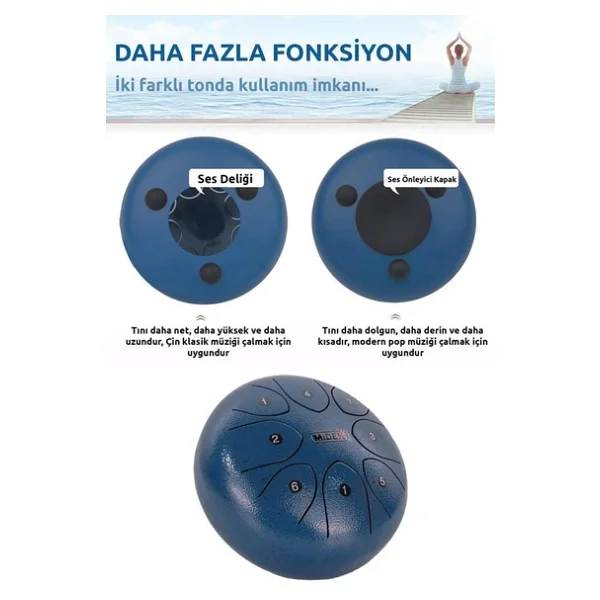 Midex Td-88bl Çelik Dil Davul Handpan 8 İnç 8 Ton Steel Tongue Drum Full Set - Görsel 4