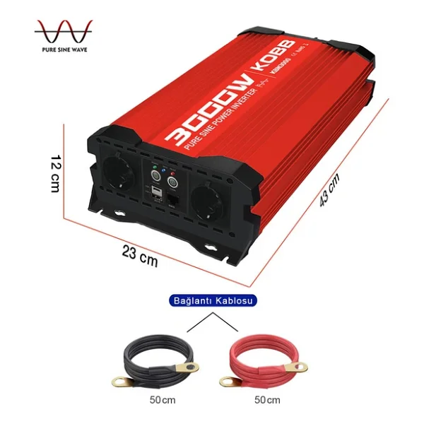 Kobb Kbn3000 12 V 220 V 3000 W Tam Sinüs Dönüştürücü İnverter - Görsel 4