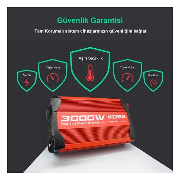 Kobb Kbn3000 12 V 220 V 3000 W Tam Sinüs Dönüştürücü İnverter - Görsel 7