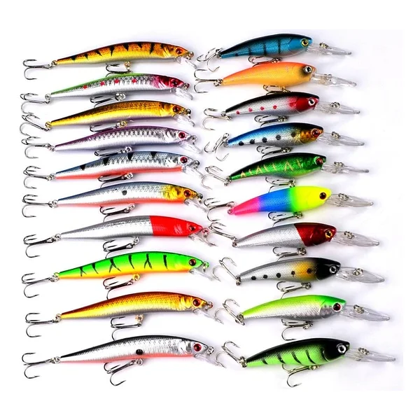 Valkyrie 20 Adet Karışık Minnow Crankbait Swimbait Rapala Sahte Yem Olta Seti Balık İğnesi - Görsel 8