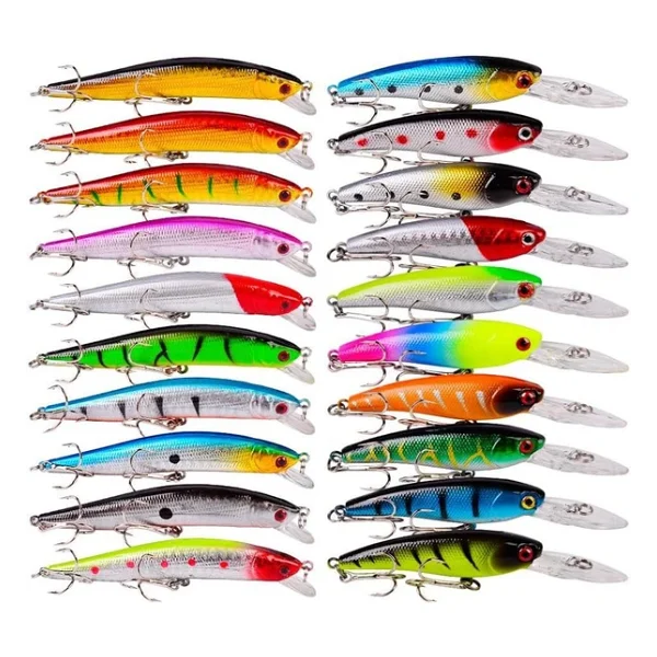 Valkyrie 20 Adet Karışık Minnow Crankbait Swimbait Rapala Sahte Yem Olta Seti Balık İğnesi - Görsel 3