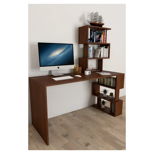 Moonlife Okyanus Kitaplıklı Çalışma Masası Ceviz - Görsel 2