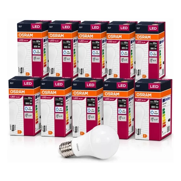 Osram Value Beyaz Işık 8.5 W-60 W E27 10'lu LED Ampul - Görsel 6