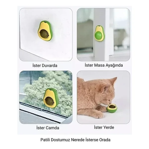 Pribor Avokado Catnipli Kedi Çimi Topu Avokado Kedi Nanesi Oyuncağı - Görsel 5