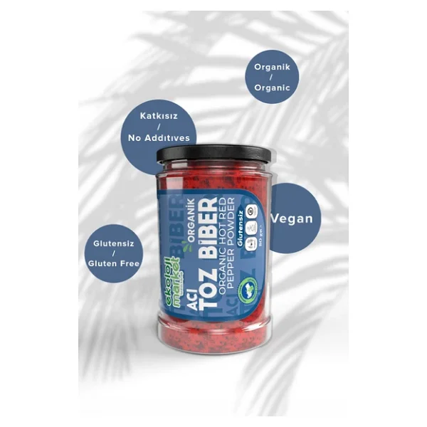 Ekoloji Market Organik Glutensiz Kavanoz Toz Biber- Acı 80 Gr - Görsel 4
