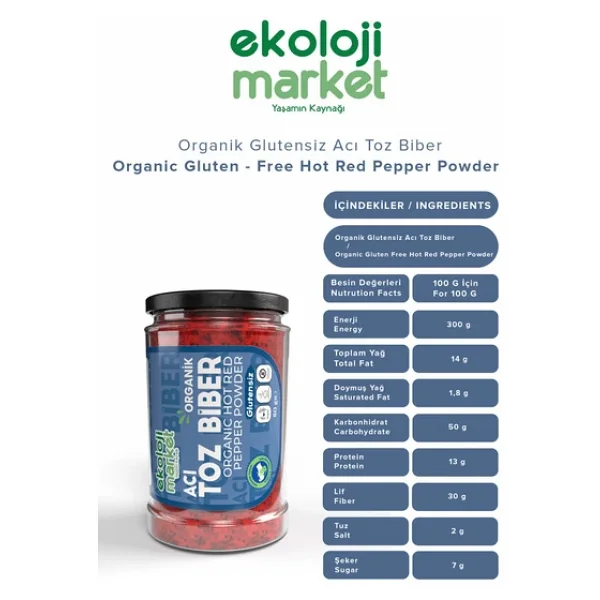 Ekoloji Market Organik Glutensiz Kavanoz Toz Biber- Acı 80 Gr - Görsel 6