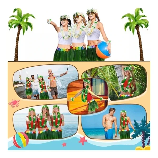 Nessiworld Tropikal Esintili Hawaii Yapraklı Parti Eteği Yetişkin Boy - Görsel 5