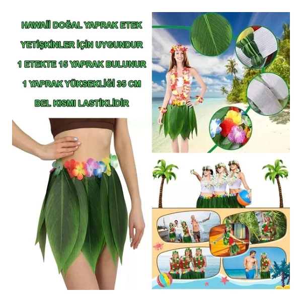 Nessiworld Tropikal Esintili Hawaii Yapraklı Parti Eteği Yetişkin Boy - Görsel 4