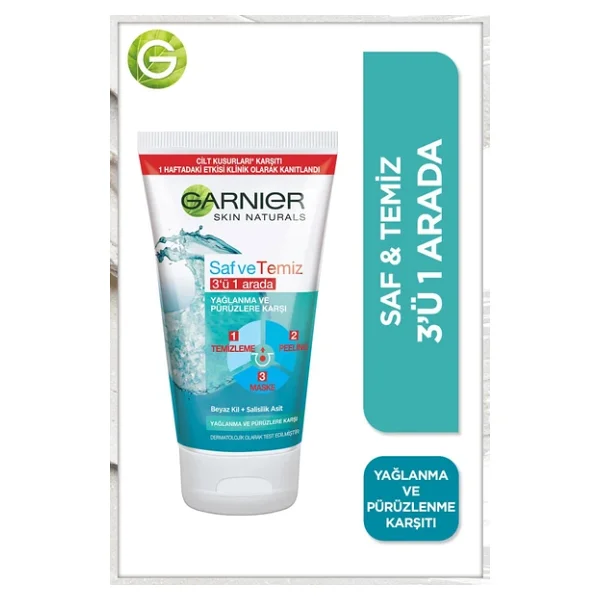 Garnier Saf & Temiz 3'ü 1 Arada Temizleme Peeling Maske 150 Ml - Görsel 5