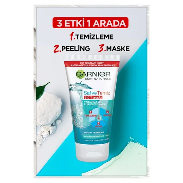Garnier Saf & Temiz 3'ü 1 Arada Temizleme Peeling Maske 150 Ml - Görsel 6