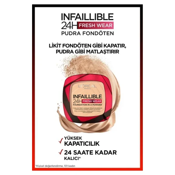 L'oreal Paris Infaillible 24h Fresh Wear 140 Golden Beige 9 Gr Pudra Fondöten - Görsel 4