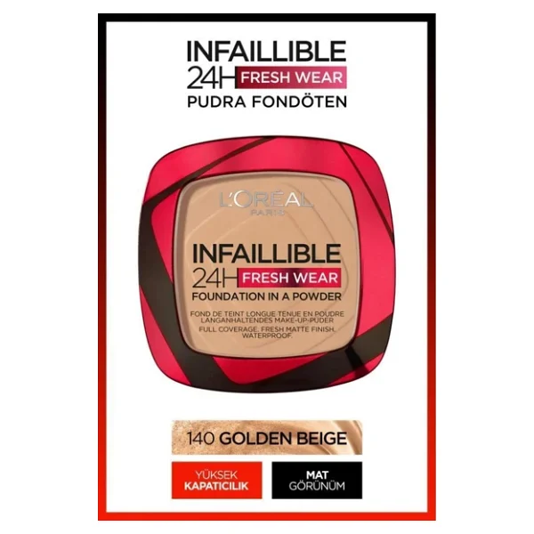 L'oreal Paris Infaillible 24h Fresh Wear 140 Golden Beige 9 Gr Pudra Fondöten - Görsel 3