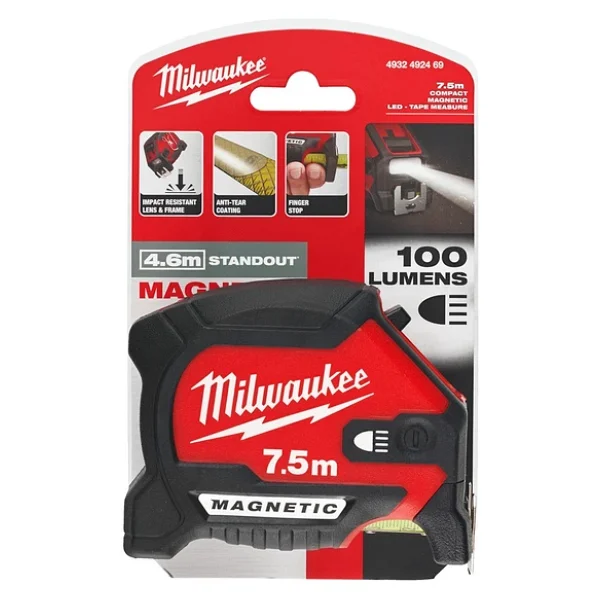 Milwaukee 4932492469 7.5 M Işıklı Manyetik Şerit Metre - Görsel 6