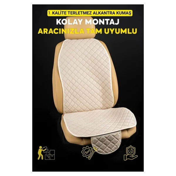 Araba Terletmez Ergonomik Koltuk Minderi (7 Parça) - 5 Koltuk Tam Set (Bej-Bej) - Görsel 2