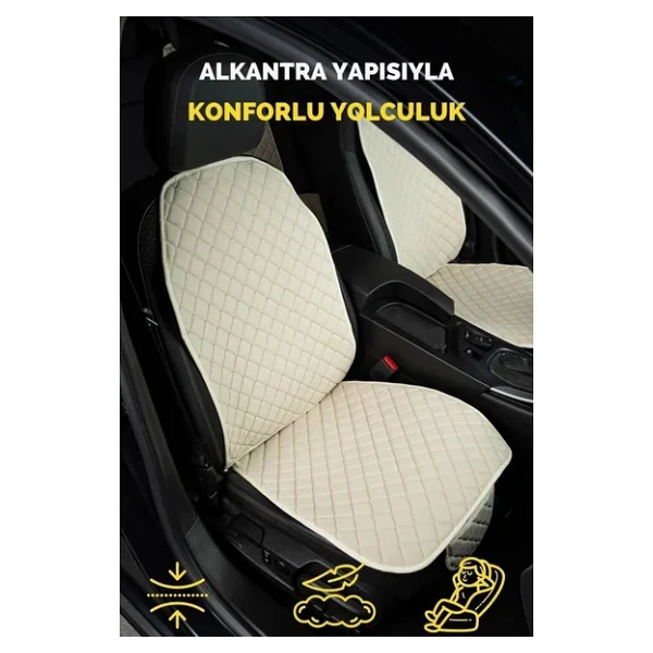 Araba Terletmez Ergonomik Koltuk Minderi (7 Parça) - 5 Koltuk Tam Set (Bej-Bej) - Görsel 3