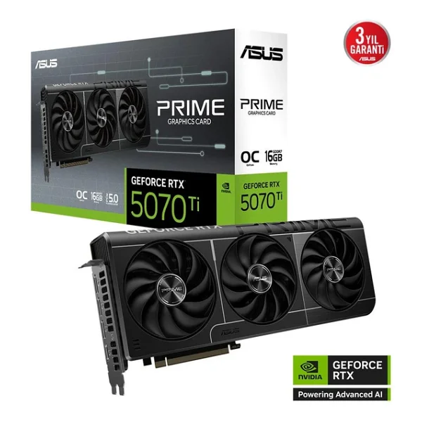Asus RTX 5070 Tı Prime Oc Edition Prıme-Rtx5070tı-O16g 256 Bit Gddr7 16 GB Ekran Kartı - Görsel 2