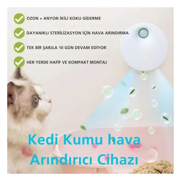 Techtic Kedi Tuvaleti İçin Akıllı Pet Koku Giderici Biyosensörlü Hava Temizleme Sistemi - Görsel 8
