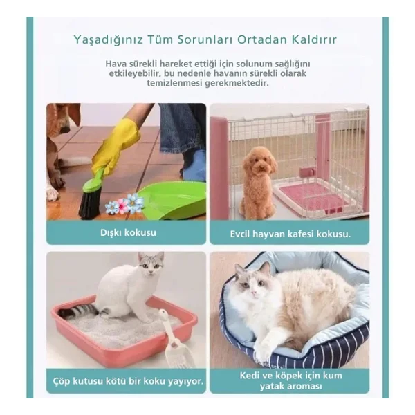 Techtic Kedi Tuvaleti İçin Akıllı Pet Koku Giderici Biyosensörlü Hava Temizleme Sistemi - Görsel 9